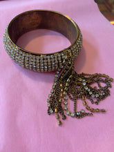 Load image into Gallery viewer, Gold & Crystal Bracelet with Dangling Crystals and Chains