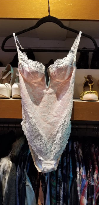 Pink Lace Body Suit with Floral Details