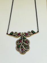 Load image into Gallery viewer, Dark Colorful Rhinestone Filigree Necklace