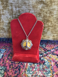 Orange/Silver Peace Medallion Necklace