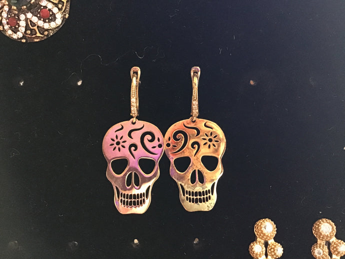 Gold Sugar Skull Earrings
