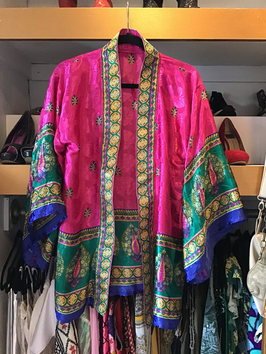 Vintage Fuchsia Silk Sari