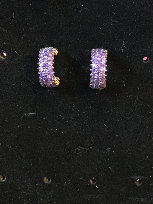 Purple Crystal Hoop Earrings