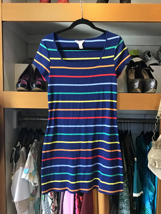 Navy Rainbow Striped Dress