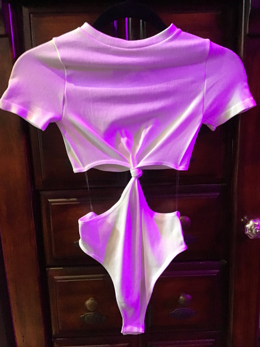 White Two-piece Thong Bodysuit