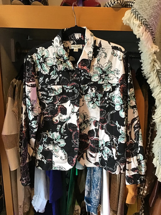 White and Black Floral Jacket