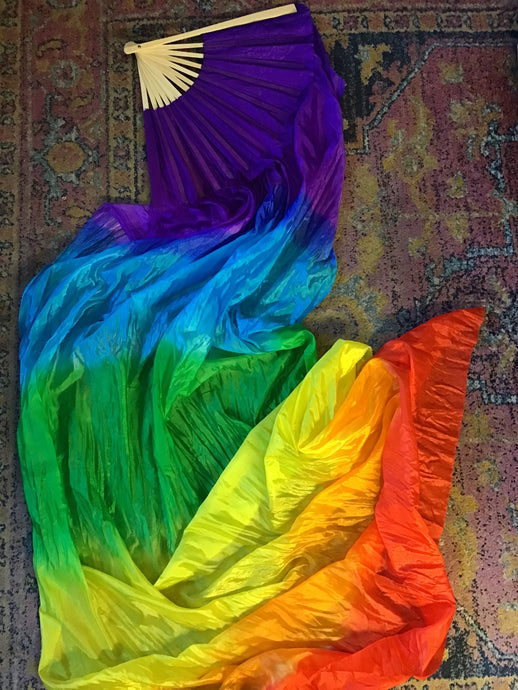 Large Colored 6 ft Silk Veil Fans
