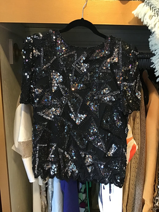 Black/Silver Sequin Top