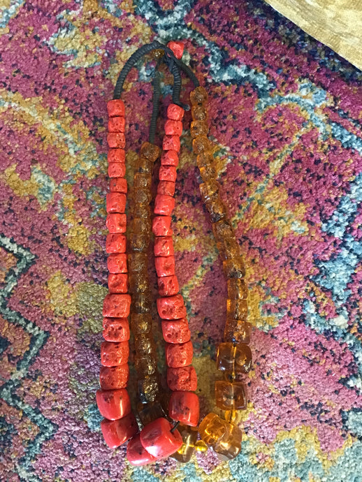 Red Chunky Resin Bead Necklace