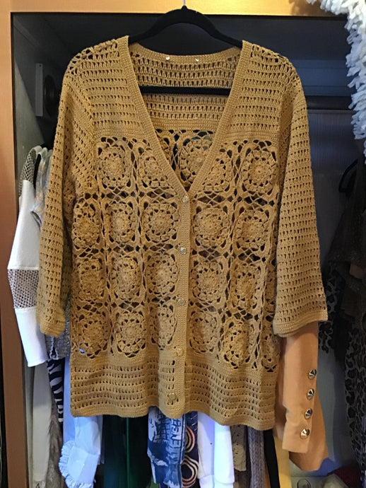Mustard Crocheted Jacket