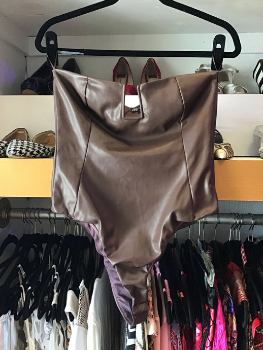 Brown Leather Bodysuit