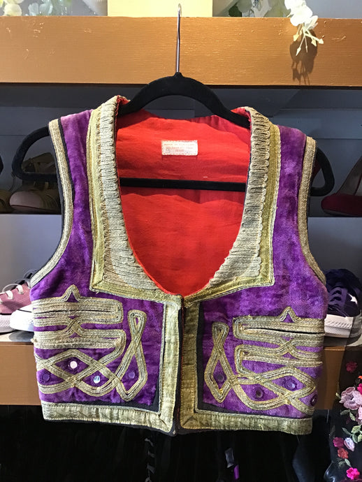 Vintage Purple/Gold Velvet Vest