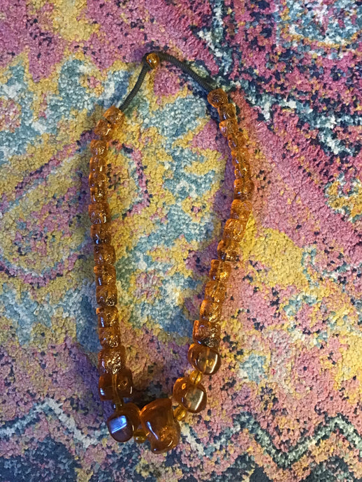 Amber Chunky Resin Bead Necklace