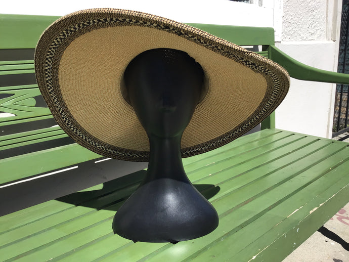 Tan/Black Straw Sun Hat