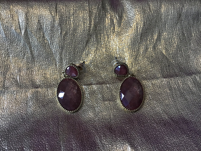 Burgundy Oval Earrings