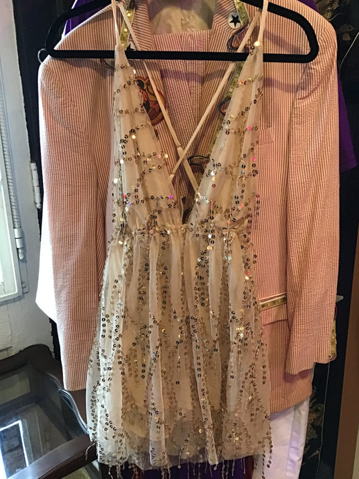 Champagne Halter Top Sequin Cocktail Romper