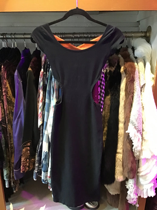 Black Cut-out Dress w/ Orange Crisscross Straps