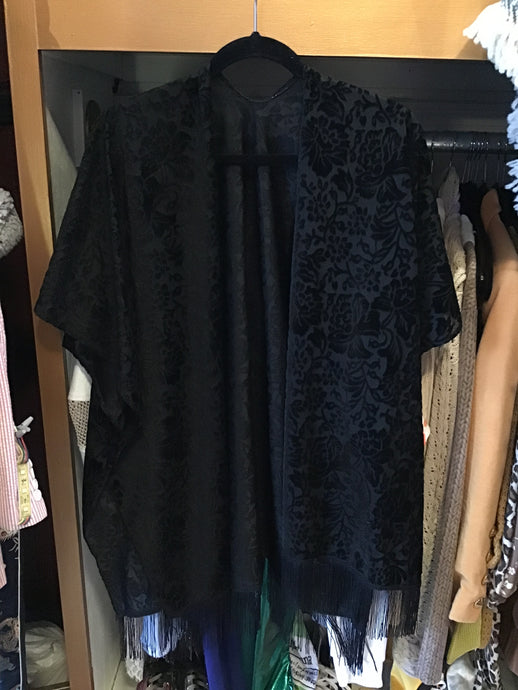 Velvet Black Robe w/Fringe