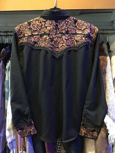 Black Western Shirt w/ Floral Embroidery