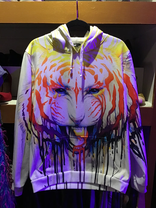 Electro Threads Dripping Paint Lion Hoodie