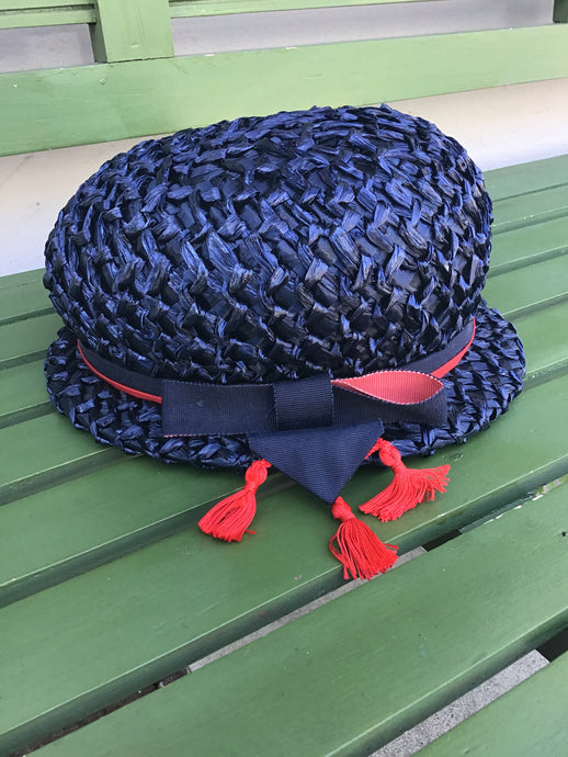 Vintage Navy straw cloche