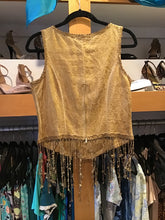 Load image into Gallery viewer, Gold Corset Vest Top with Fringe