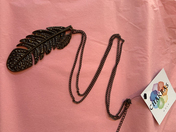Brass Feather Necklace