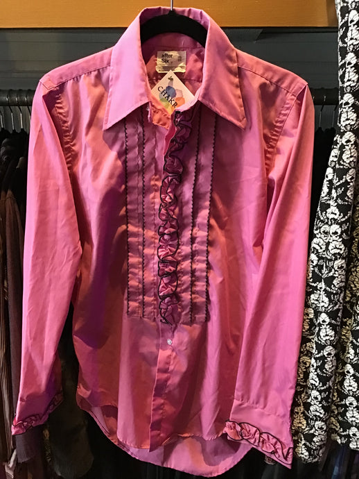 Vintage Pink Ruffle Buttondown