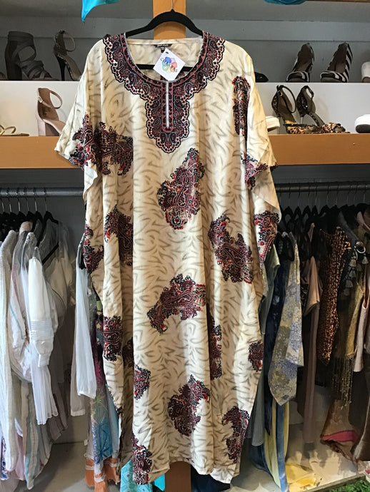 Red & Tan Bedazzled Caftan