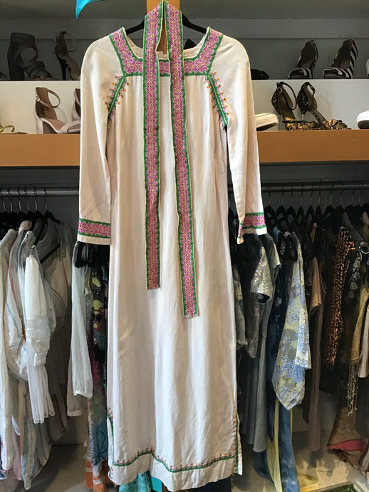 Vintage White Cotton Maxi Dress