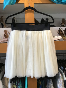 White Tulle Skirt with Black Waistband