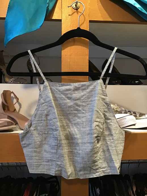 Woven Grey Crop Top