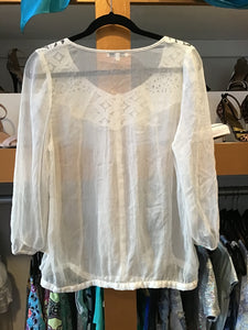 Sheer Long Sleeve Cream Top