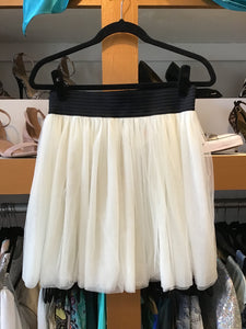 White Tulle Skirt with Black Waistband