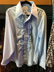 Vintage Blue Ruffle Buttondown