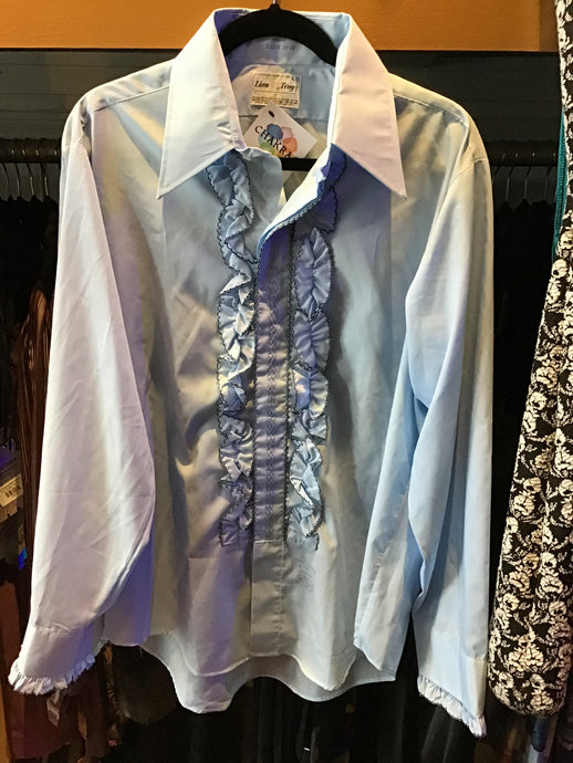 Vintage Blue Ruffle Buttondown