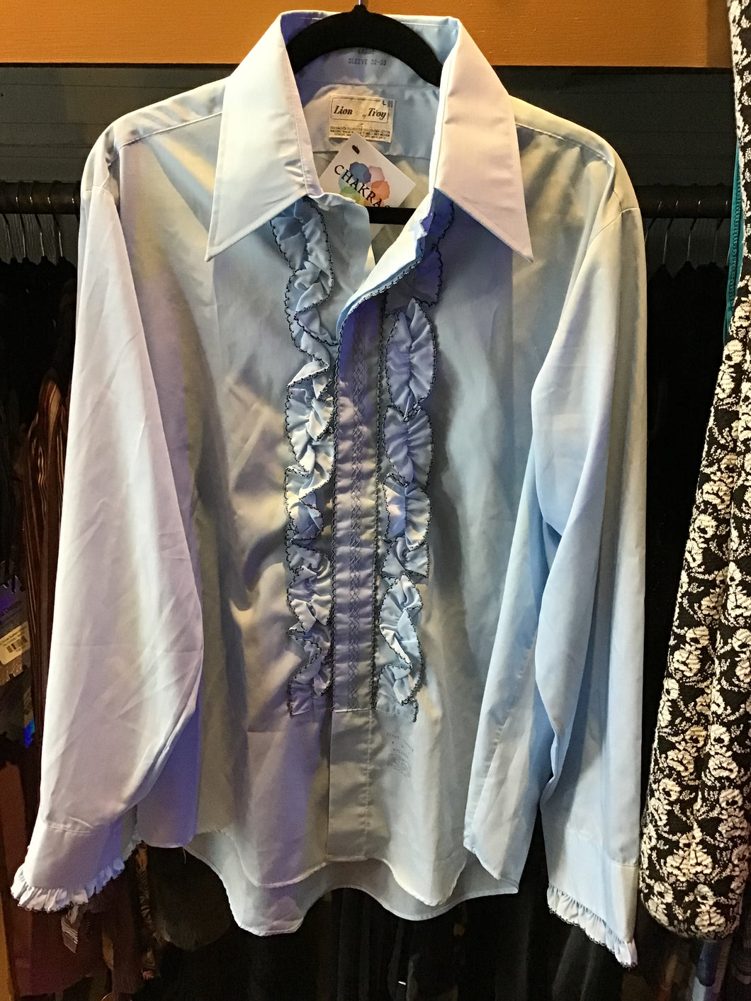 Vintage Blue Ruffle Buttondown