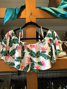Tropical Ruffle Swim Top