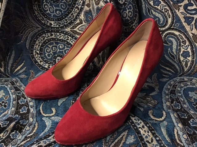 Red Suede/Patent Leather Pumps