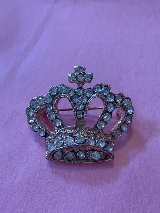 Crystal Crown Brooch