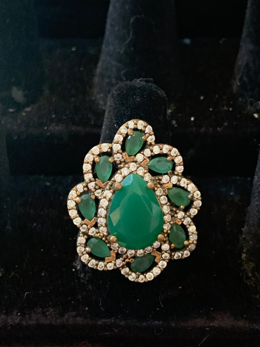 Emerald Green Teardrop Ring