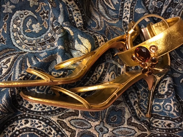 Gold/Jeweled Ankle Heels