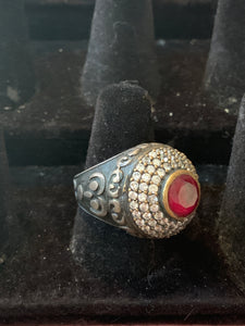 Small Pink & White Crystal Ring