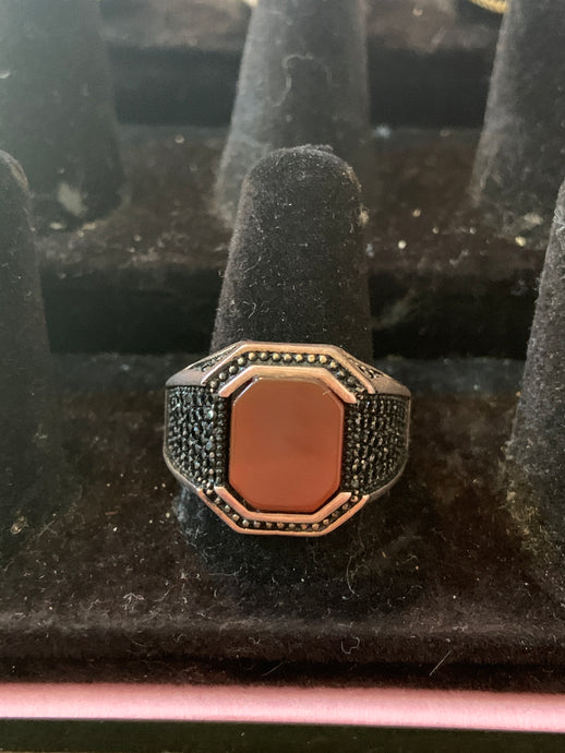 Burnt Orange & Silver Ring