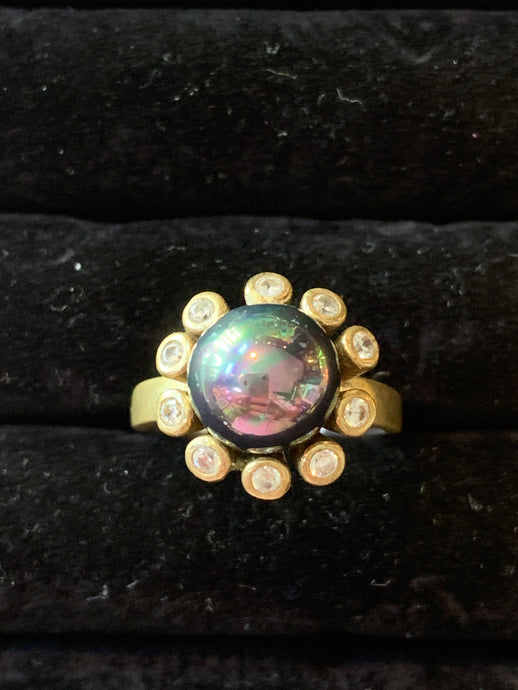 Black Pearl with Diamond Setting Ring