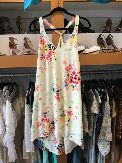 Mid-Length Cream Floral Dress