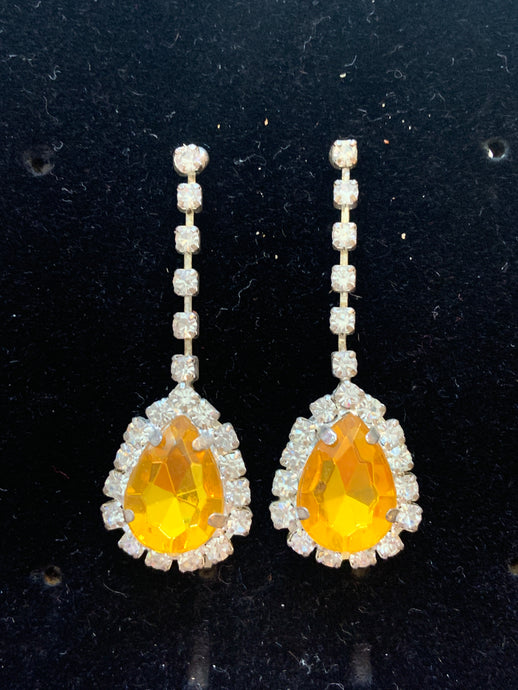 Yellow Crystal Drop Earrings