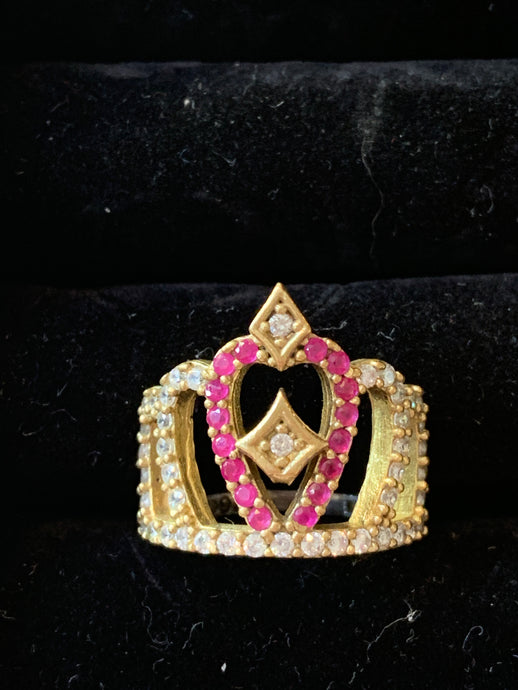 Small Pink Crown Ring