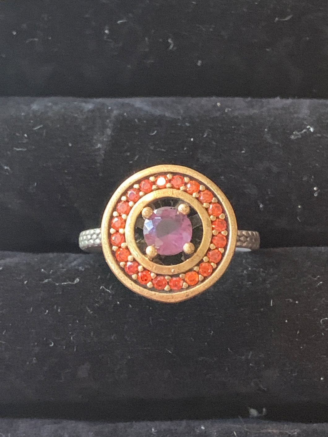 Orange & Purple Circular Crystal Ring