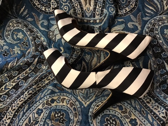 Black & White Stripe Heels